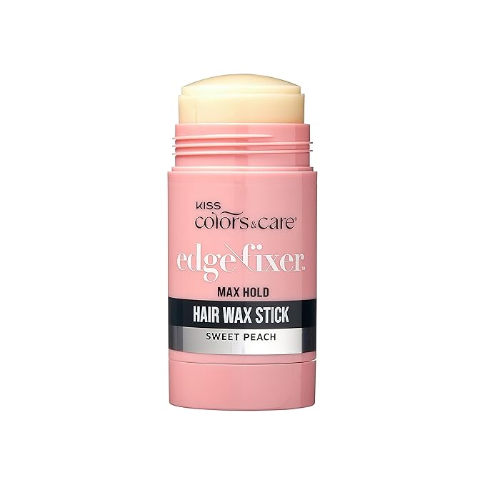 KISS COLORS & CARE Hair Wax Stick, 2.47 OZ (Sweet Peach) - Effortless Edge Styling, 24 Hour Hold, Non-Oily, Flake-Free, Biotin B7 & Shea Butter, Sleek Results, Tames Flyaways, Promotes Hair Growth