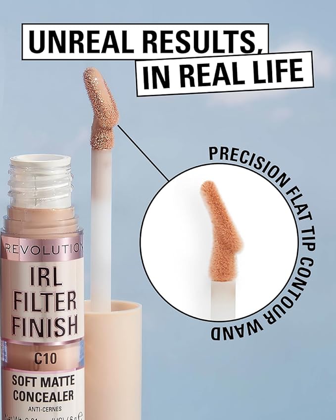 Revolution, IRL Filter Finish Concealer, Full Coverage, Oil-Free, Long-Lasting & Lightweight Formula, Infused with Hyaluronic Acid, Vegan & Cruelty-Free, C14, 0.21 oz (Pack of 2)