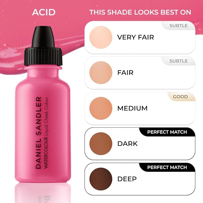 Daniel Sandler Watercolor Liquid Blush — Buildable, Blendable & Long-Lasting Liquid Blush for Cheeks, Lips, & Eyes — Lightweight & Water Resistant — For All Skin Types — Acid