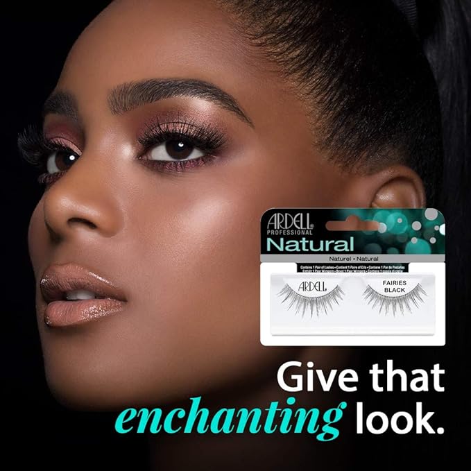 Ardell Natural False Eyelashes Fairies - Black, Lightweight Reusable Strip Lashes, 4 Pack