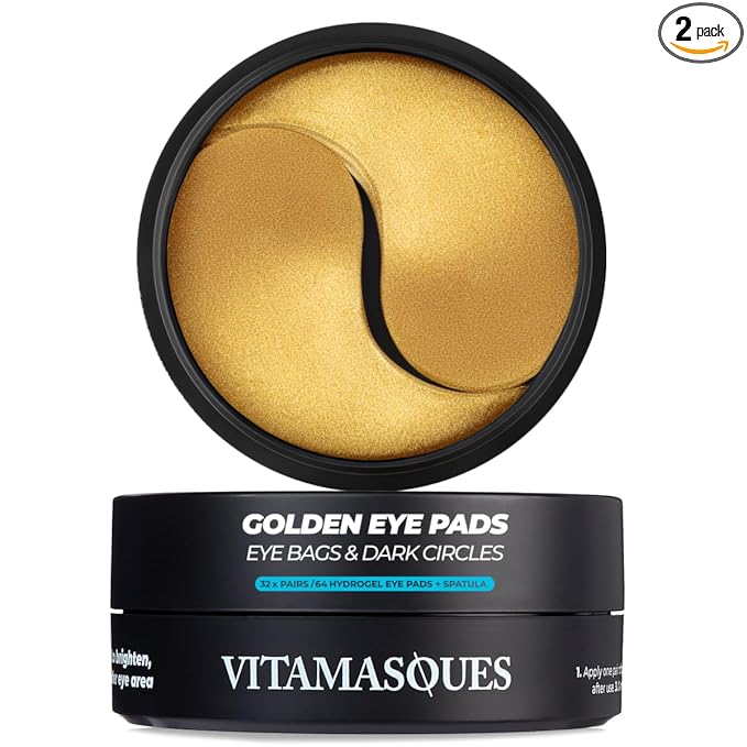 Vitamasques Golden Hydrogel Eye Pads For Puffy Eyes & Dark Circles – Refresh in 15 minutes - Formulated in Korea - 32 Pairs / 64 HydroGel Eye Pads