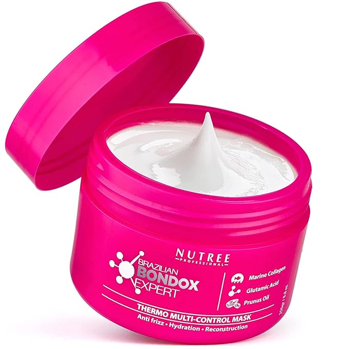 Nutree Professional HAIR MASK FOR DAMAGED HAIR BRAZILIAN BONDOX TREATMENT 8.8 oz Thermal Activated Mask for Dry Frizzy Hair | Formaldehyde Free | Results for up to 1-3 months | Almond Oil Hair Repair