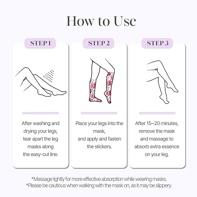 Petitfee koelf Rose Petal Satin Leg mask 1pair- Intensive Cooling & Depuffing Leg Socks, Rose Scented Leg Relieving Mask with Arnica, Pumpkin, Coffee Seed Extract for Tired, Puffy Legs
