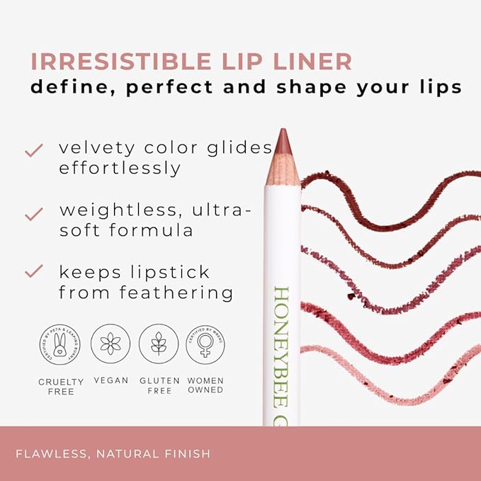 Honeybee Gardens Irresistible Lip Liner Pencil – Fantasy Deep Red Berry, Long-Lasting Lip Pencil for Women, Smooth Precision Application, Vegan Makeup Lip Products, Gluten-Free, Paraben-Free, 0.04 oz