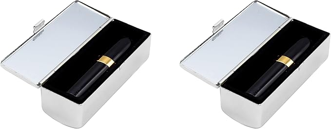 Stephanie Imports Set of 2 Rectangular Vintage Lipstick Cases With Glass Mirror (Silver Victorian)