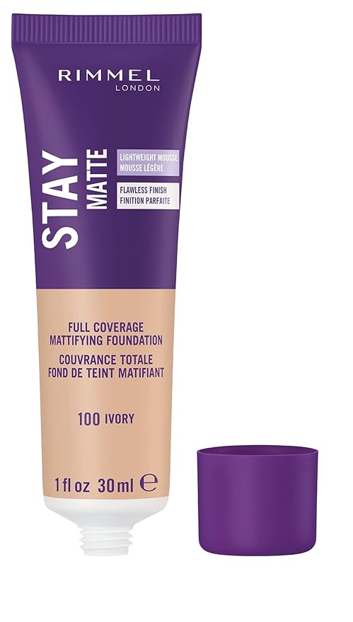 Rimmel London Stay Matte Liquid Mousse - 091 Light Ivory - Foundation, Lightweight, Shine Control, Oil-Free, 1oz (Pack of 2)