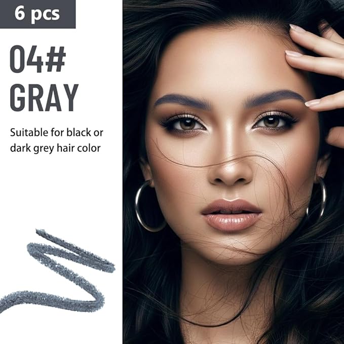 WanTuoluo Eyebrow Pencils for Women with Sharpener, 6Pcs Hard-Core Wooden Eye Brow Eye Liner Pencils for Beginner Makeup, Waterproof & Sweat-Proof (6Pcs-Gray)