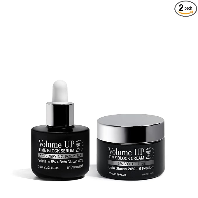 Volume UP Serum & Cream for Skin Volume | 5% Volufiline, 40% Beta Glucan, 6 Peptides | Botox in a Bottle | Plumps Skin by Stimulating Fat Cells | Anti-Aging Topical Filler