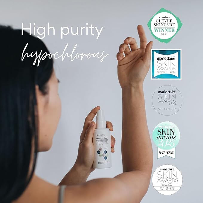 Clinisoothe+ Skin Purifier – Daily Cleanser and Acne Treatment for Face & Body, with Hypochlorous Technology to Prevent Breakouts & Promote Rapid Recovery, For All Skin Types (3.4oz Spray Bottle)