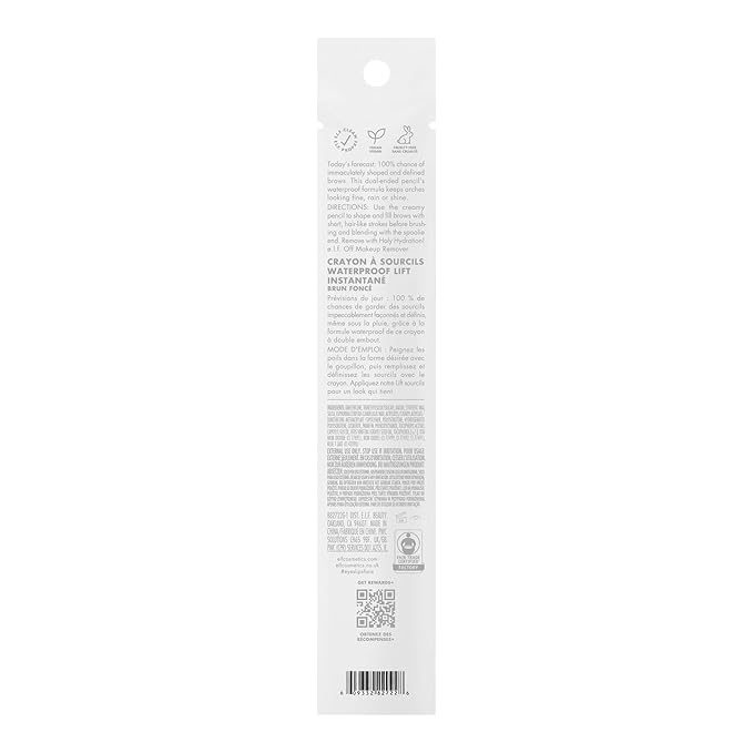 e.l.f. Instant Lift Waterproof Eyebrow Pencil, Dual-Ended with Precision Tip & Spoolie, Smudge-Resistant Formula for Natural, Long-Lasting Brows, Deep Brown