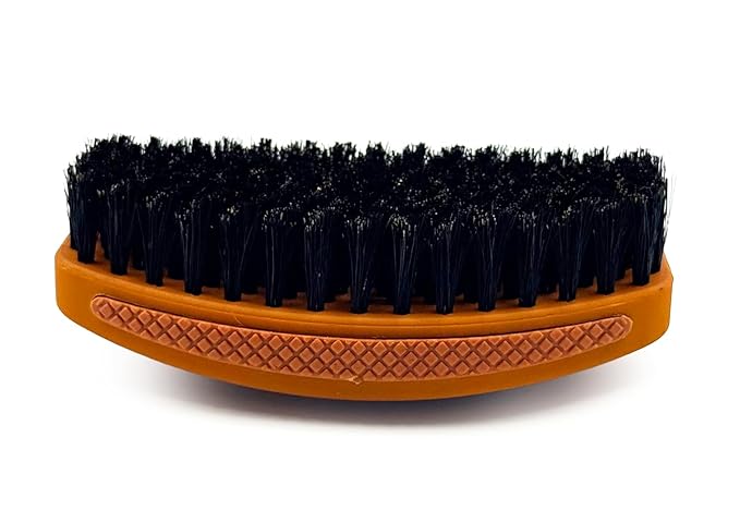 New BUTTERSCOTCH 360 Wave -SOFT- Boar Bristle Hairbrush, Non-Slip Grips, Waterproof Design, Indestructible body, Satin Finish, Debossed Logo - The Ultimate 360 Wave Brush by Crown Quality Products