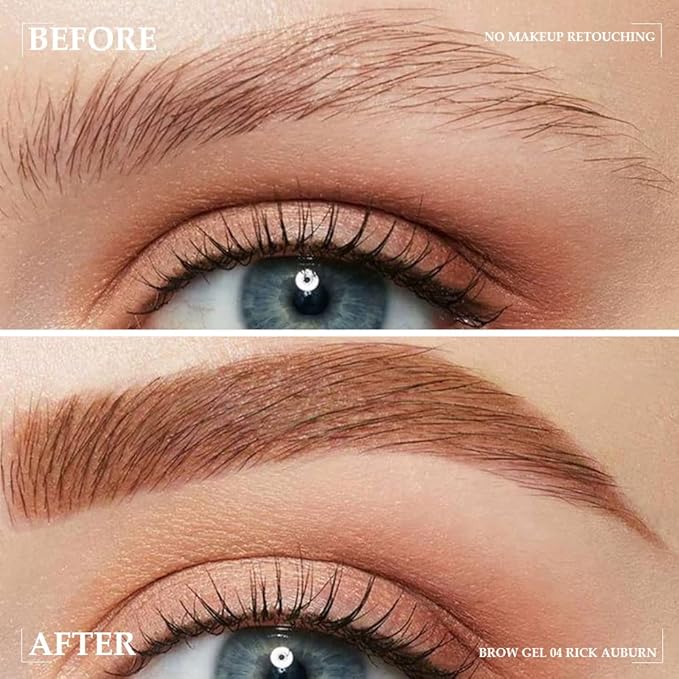 Kaely Thickening Brow Mascara, Tinted Eyebrow Gel Waterproof, Eyebrow Color Makeup, Vegan, Cruelty Free, maquillaje gel para cejas a prueba de agua, 04 Rich Auburn