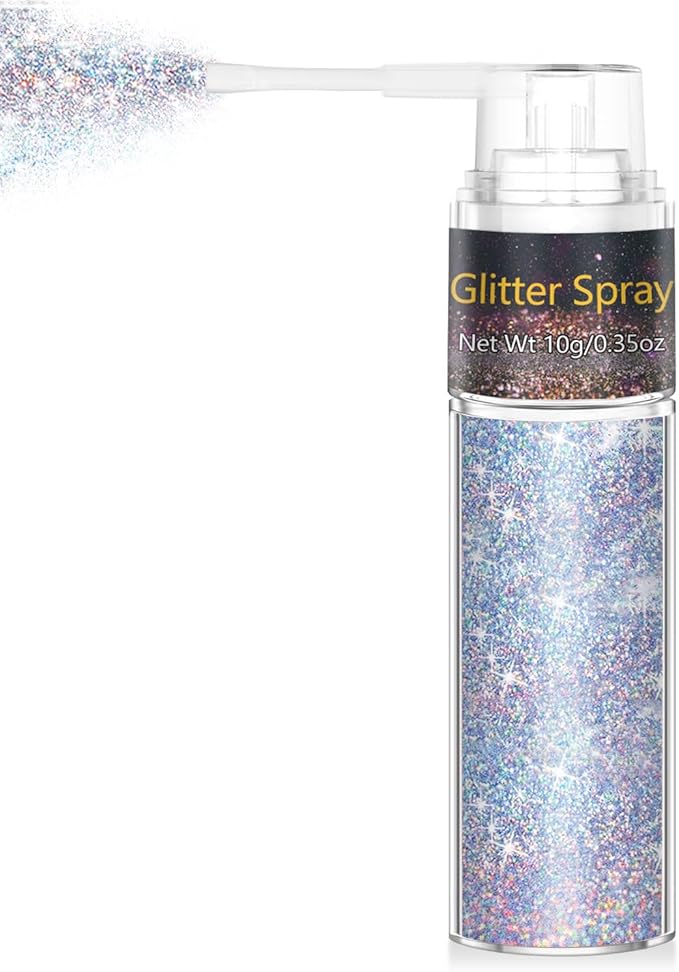 Hair and Body Glitter Spray, Glint-Rainbow Hair Glitter Extra Fine Face Shimmer Powder for Clothes, Festival Loose Sparkle Powder for Rave Clothes Nail Art Easter Halloween Crafts (Glint-Rainbow)