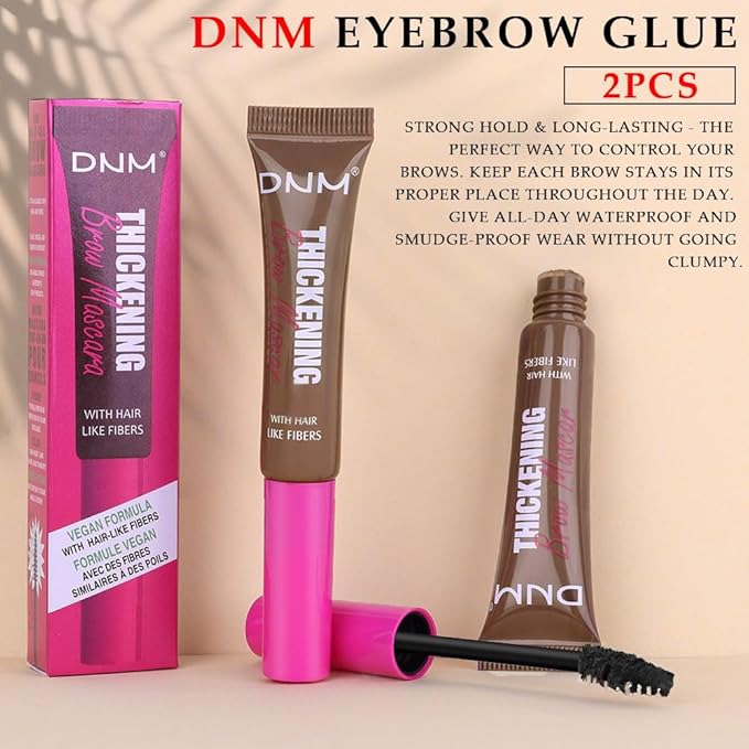 BINGBRUSH Tinted Thickening Brow Gel Brown Mascara,Tinted Eyebrow Gel,Waterproof, Transfer-proof, Brush to Fill in Eyebrows and Cover Gray Hairs - Cruelty Free (2pcs 06 Brunette)