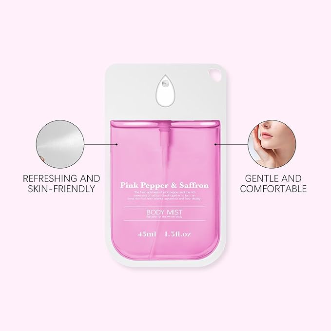 Body & Hair Mist for Women – Pink Pepper & Saffron Extract - Fragrance for Full Body – Lightweight and Refreshing Scent 1.5 fl oz/45ml, Travel Size Set