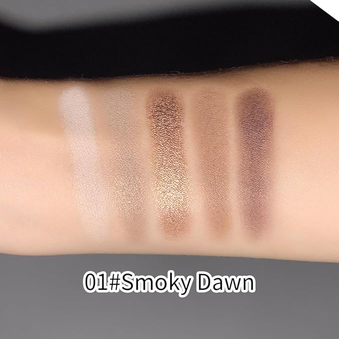 5 Color Eyeshadow Palette, Matte Shimmer Glitter Eye Shadow, Cool Taupe Grey Brown Smokey Eye Makeup, High Pigment Blendable Long Lasting Soft Glam Eyeshadow, Sombra de Ojos Vegan & Cruelty-Free 1