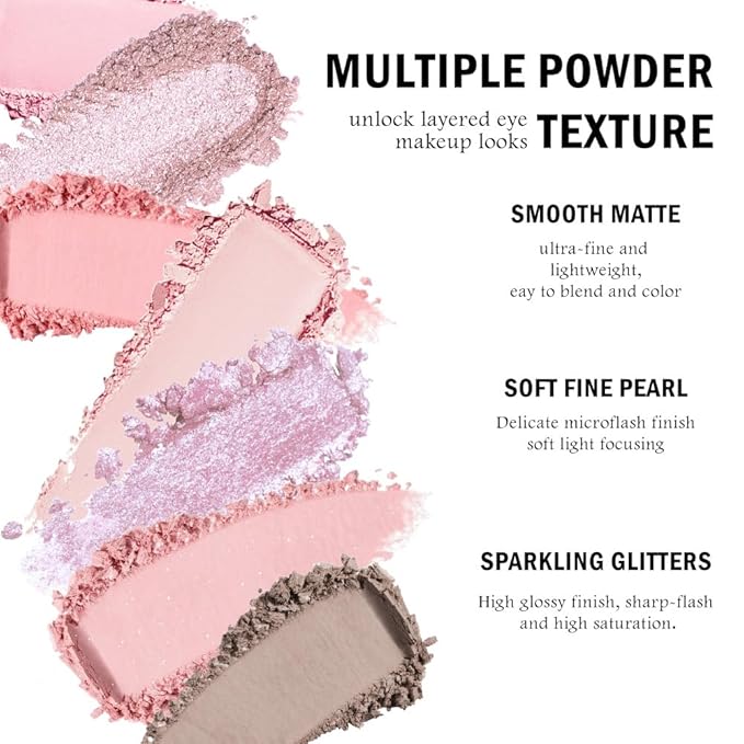AMY'S DIARY Pink, Nude, and Shimmer Eyeshadow Eye shadow Makeup, 12 Colors Shiny Sparkle Shimmer Glitter Eyeshadow Waterproof Pallete Eye Make Up (12-03)