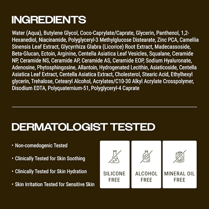YUMU Cica Exosome Zinc Blemish Relief Cream, Face Moisturizer for Sensitive, Acne-Prone Skin, Lightweight, Breakouts, Barrier Repair, Hydration, Soothing, Oil-Free, Korean Skincare (80 ml/2.70 fl.oz.)