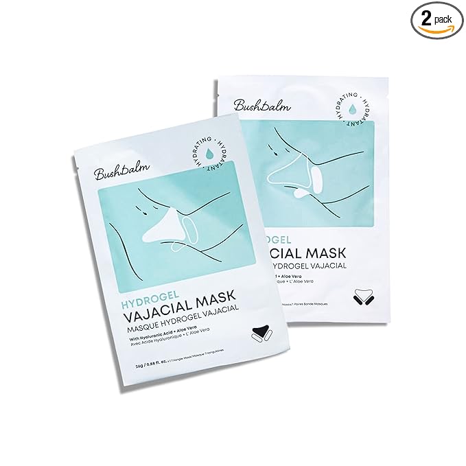 Bushbalm Hydrogel Vajacial Mask - Hydrating Mask with Hyaluronic Acid and Aloe Vera to Cool and Soothe Skin Post-Hair Removal, 1 Full Masks Set