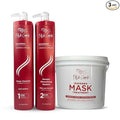 Ravenna Cirugia Capillar Kit - Shampoo + Hair Surgery System (1 Kg/35.2 fl oz) Formaldehyde-Free + Hair Mask for Damaged Hair (1,5 Kg/52.9 fl oz) - Straightening & Moisture for All Hair Types (3 Pack)