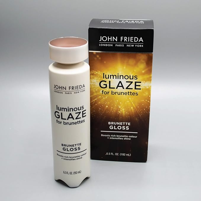 John Frieda Brilliant Brunette Luminous Hair Glaze, Hair Gloss Enhances Rich Color and Boosts Shine for Silky Brunette Hair, Enhances While Mending Damaged Hair Surfaces, 6.5 Oz, Pack of 2