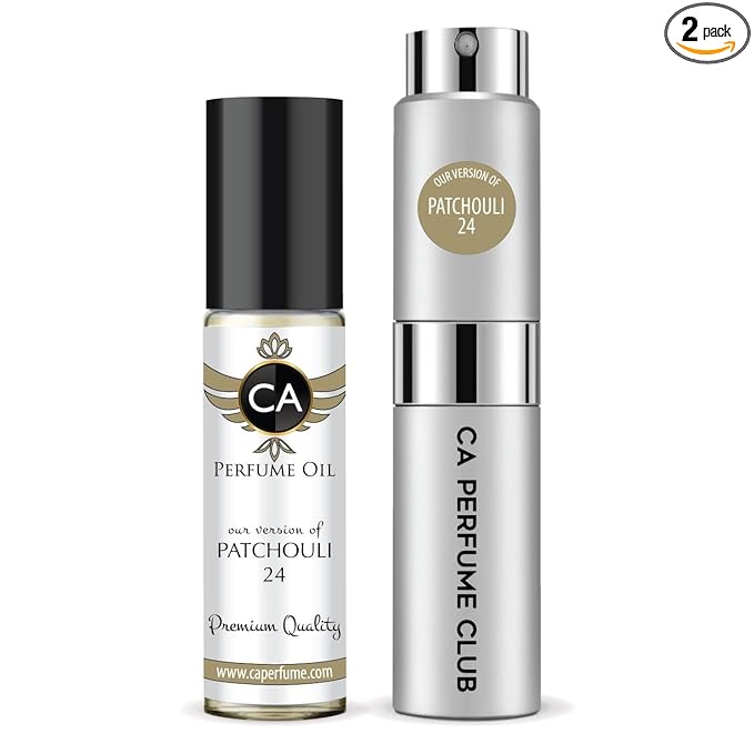 CA Perfume Duo Impression of Patchouli For Women And Men Perfume Layering Set Long Lasting Travel Size EDP + Body Oil Roll-On Bottle 0.27 Fl Oz+0.33 Fl Oz