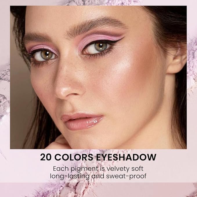 CAKAILA 20Colors Nude Light Pink Purple Basics Matte Eyeshadow Palette,Eye Shadow Travel Makeup Palette all in one Long Lasting Waterproof,Great for Travel Gift Kit