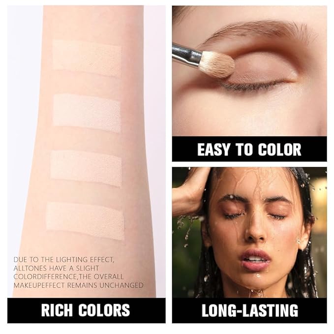 evpct Nude Eyeshadow Quad Palette, Light Nude Pink Beige Ivory Champagne Shimmer Matte Waterproof High Pigment Primer Mini Eye Shadow Palette Makeup for older Women, Smudge Proof Vegan, Bright Nudes