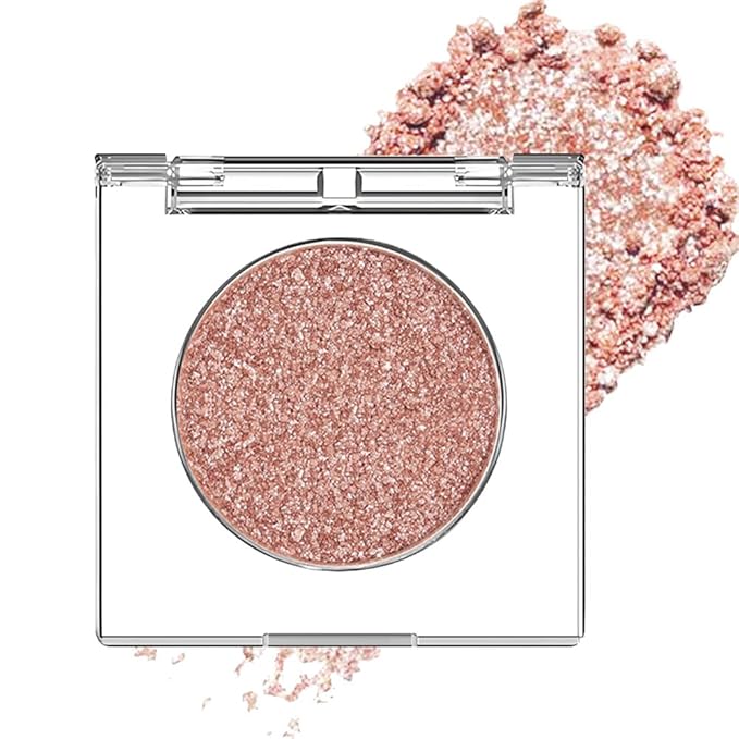 CAKAILA Champagne Rose Gold Monochrome Shimmer Eyeshadow Palette Makeup,Long Lasting Naturing-Looking Lightweight Glitter Single Eyeshadow,Neutral Powde Eye Shadow for Older Women