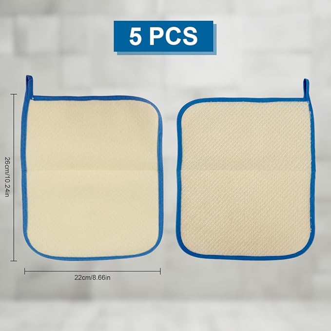 Blue Frame Face & Body Wash Cloths - Exfoliating Towel 5Pack