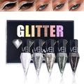 Go Ho Glitter Eyeliner Colorful Set,5 Colors Metallic Shimmer White Silver Brown Diamond Shine Eye Liner,Glitter Eyeshadow,Waterproof Long Lasting Glow Sparkle Eye Makeup