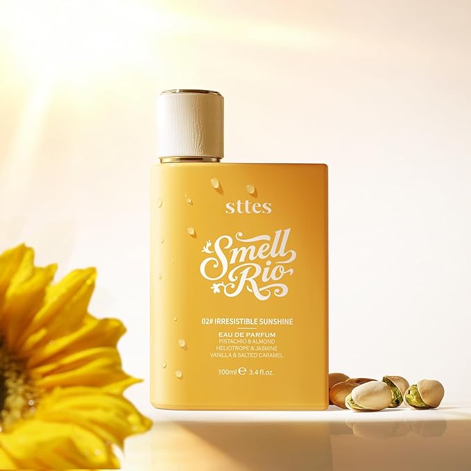 Sttes Perfume 02# Irresistible Sunshine for Women - Pistachio, Vanilla & Salted Caramel Eau de Perfume 100ml (3.4fl oz) Sweet Gourmand Caramel Vanilla Fragrance (Evolution of 602)