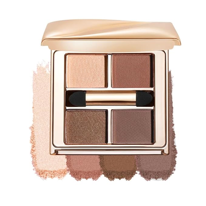 Warm Neutral Brown Eyeshadow Palette – 4 Matte & Shimmer Shades for Natural Everyday Makeup, Blendable Caramel & Mocha Tones, High-Pigment Long-Lasting Crease-Resistant Soft Glam Eye Shadow Kit