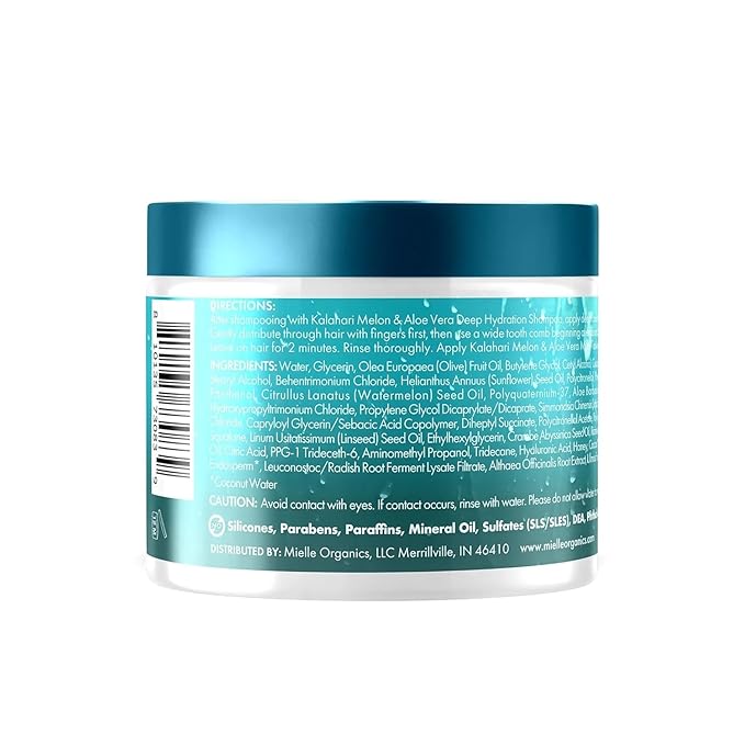 Mielle Organics 2-Minute Deep Conditioner - Kalahari Melon & Aloe Vera Moisturizing Hair Conditioner for Dry, Curly and Textured Hair - Softening, Detangling & Fast-Acting Deep Conditioning, 12 Ounce