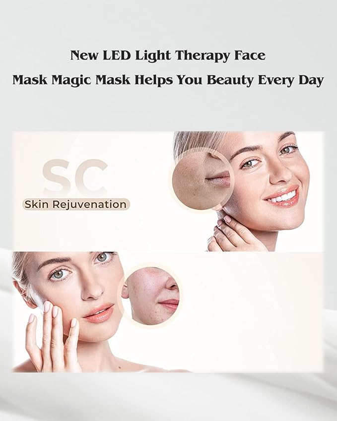 Beuwe Red-Light-Therapy-Mask, Led Light Therapy for Face, 7 Colors Led Face Mask Facial Led Light Therapy Tool Skin Care Equipment at Home, Facial Neck Body Hand Beauty Mask