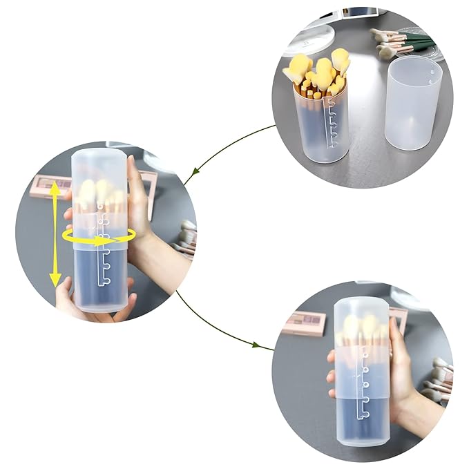 OCHEAL Makeup Brush Holders, 4 Pack of Make up Brushes Organizer Travel Case Retractable Plastic Travel Makeup Brush Holder For Vanity Makeup Artist Brushes Storage Cup