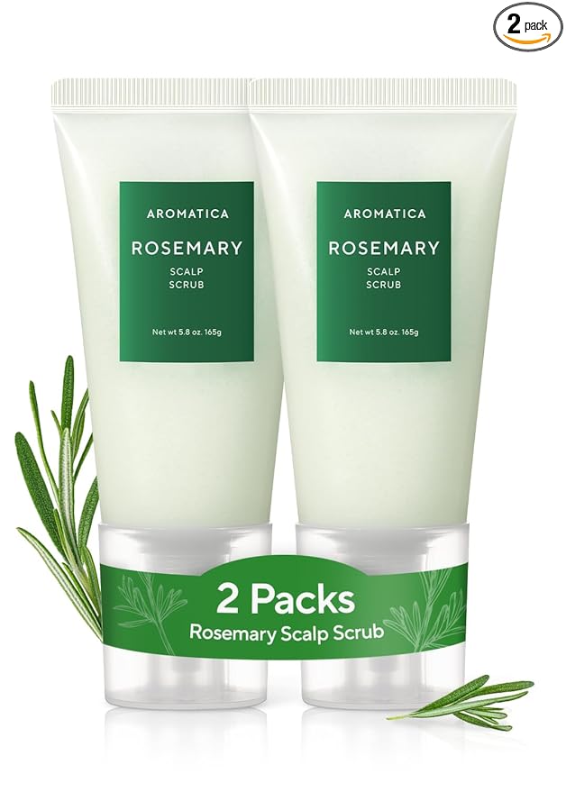 AROMATICA Rosemary Scalp Scrub (2 Packs) 5.82oz / 165g, Gift Set, Sulfate-Free, Silicone-Free, Vegan, Scalp Cleansing with Salt Granules, Invigorates and Exfoliates Scalp, Micro-Exfoliate