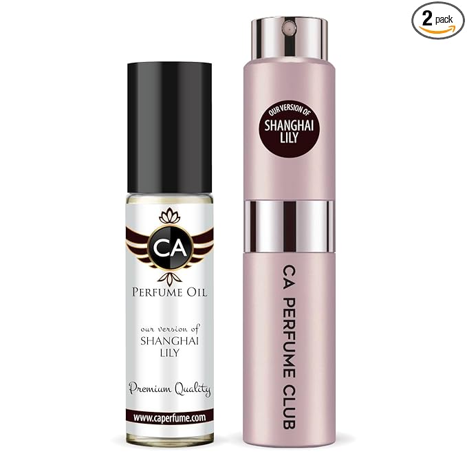 CA Perfume Duo Impression of Shanghai Lily For Women Perfume Layering Set Long Lasting Travel Size EDP + Body Oil Roll-On Bottle 0.27 Fl Oz+0.33 Fl Oz