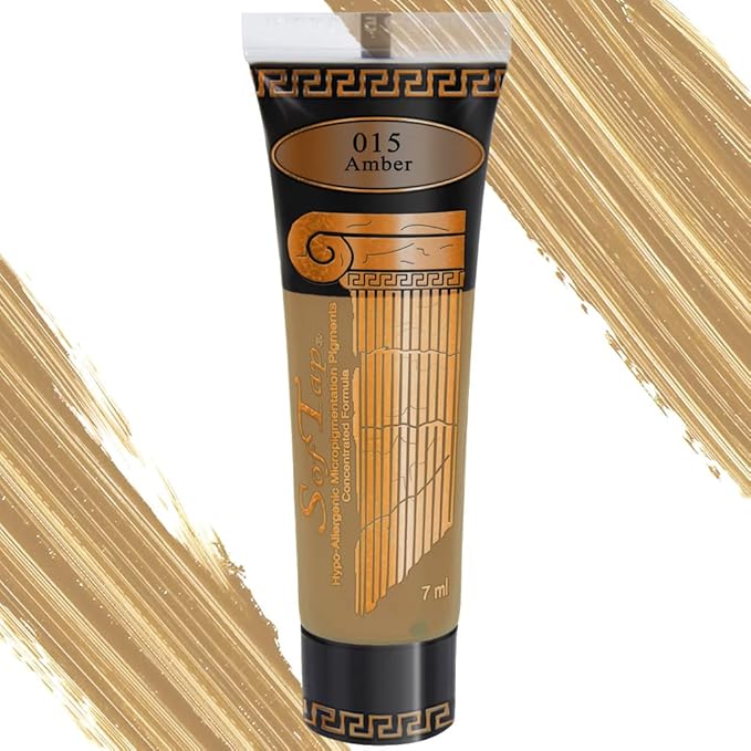 Microblading Ink for Eyebrows by SofTap® | Warm Honey Blonde PMU Pigment (Amber) for Nano Brows, Machine & Hand Method | Carbon-Free Inorganic Permanent Makeup Ink