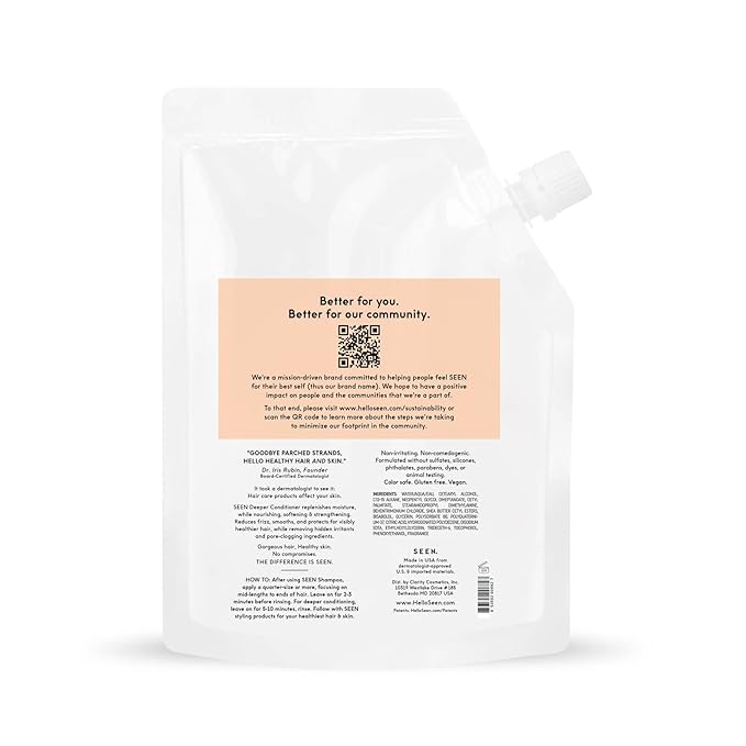 SEEN Deeper Conditioner Eco-Refill, Scented - Non-Comedogenic Hair Deeper Conditioner- Dermatologist-Developed - Safe for Sensitive, Eczema & Acne Prone Skin