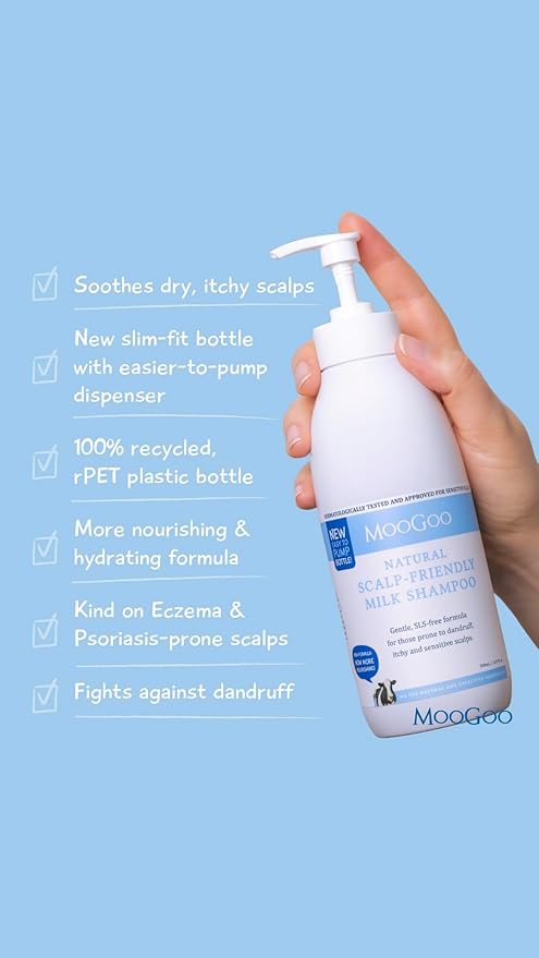 MooGoo Natural Milk Shampoo & Cream Conditioner Pack - For Itchy, Dry, Sensitive Scalps Prone to Eczema & Psoriasis – Sulphate-Free, Silicone-Free, Paraben-Free - 2x 16.9 fl oz