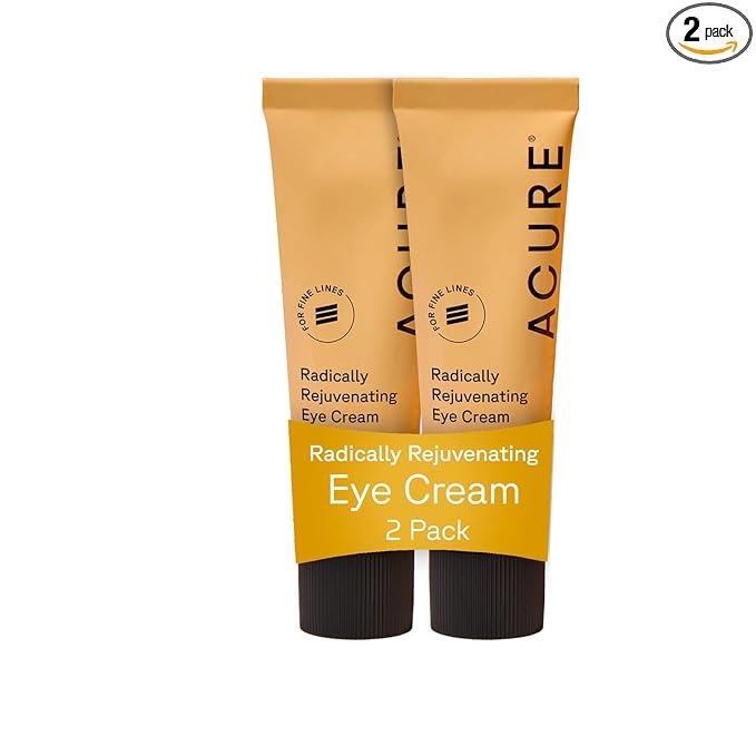 Acure Radically Rejuvenating Eye Cream - Under Eye Cream for Dark Circles & Wrinkles, Firming & Hydrating Treatment to Brighten, Anti Aging Moisturizer for Hydration with CoQ10-1 fl oz (2 Pack)