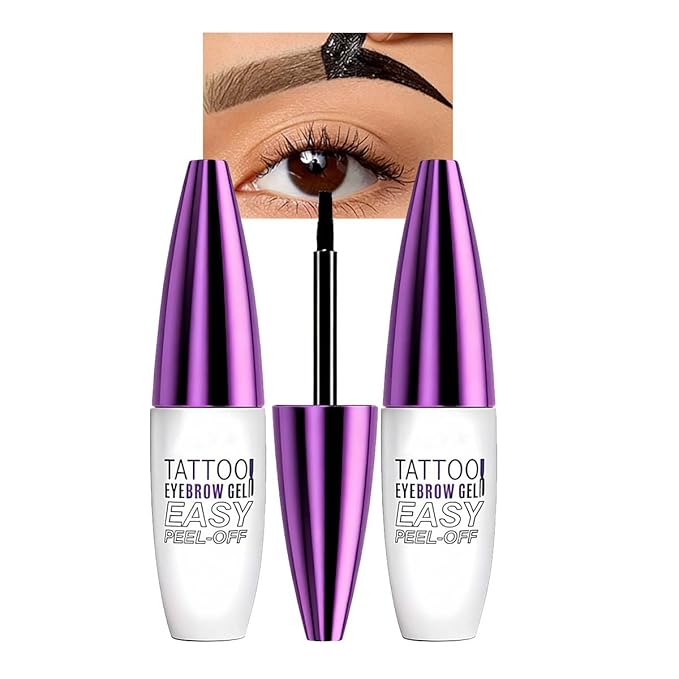 Light Brown Eyebrow Gel 2 Pack Tattoo Eyebrow Gel Easy Peel Off Long Lasting Smudgeproof Waterproof Eyebrow Gel Tint (02# Light Brown)