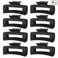 TOCESS Hair Claw Clips for Women - 8PK Large Neutral Matte Square Jumbo Hair Clips for Thick, Thin, Long, Short, Curly Hair Girls, Big Jaw Clip Set for Daily Use(Midnight Black)