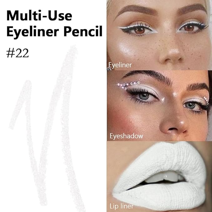 Kaely Gel Eyeliner Pencil for Women, White Eye Liner Waterproof Smudge Proof with Sharpener, Waterline Eye Makeup Liners, delineador de ojos contra el agua, Vegan & Cruelty-Free, 22