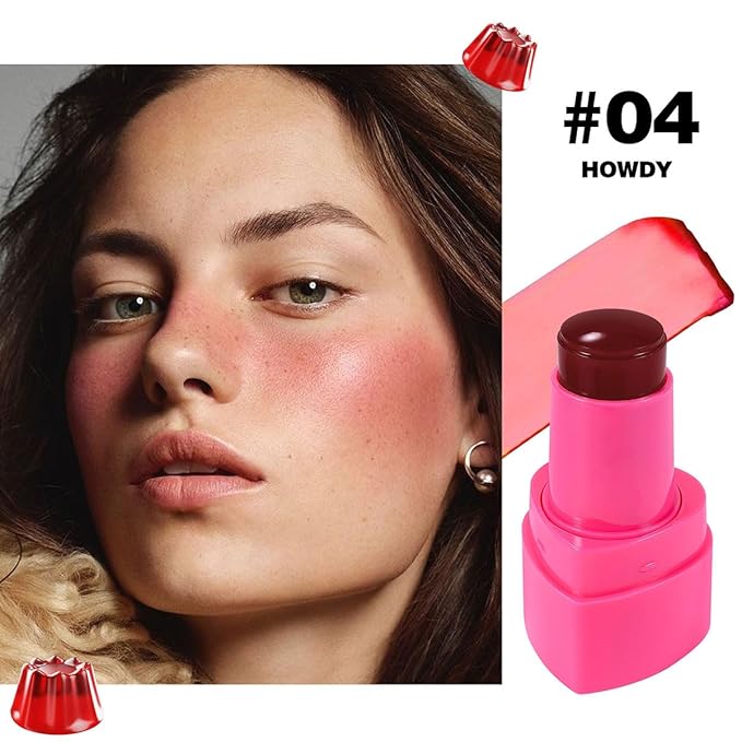 Multi-Use Cooling Water Jelly Blush, Juicy Love Blush, 3-In-1 Cheek Tint & Eyeshadow & Lip Tinted, Long-Lasting Moisture Creates A Moist Watercolor Effect-1,000+ Swipes Per Stick (#04)