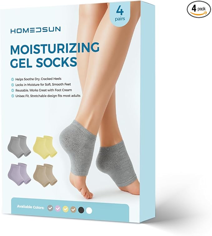 4 Pairs Moisturizing Gel Toeless Socks for Dry Feet Cracked Heel Stick Repair Treatment Women Hydrating Foot Spa Moisture Softens Reusable Pedicure Sock