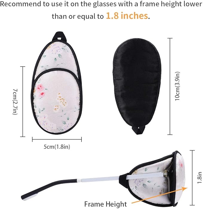 eZAKKA Eye Patches for Adults, Eye Patch for Glasses, Silk Patch for Lazy Eye Amblyopia Strabismus and After Surgery (Floral+Black Polka Dots)