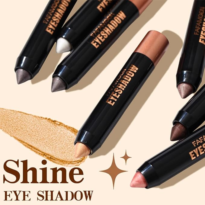 FeiCuiYun Monochrome Cream Glitter-Shimmer Eye Shadow Stick Palette makeup | 2-in-1 Eyeshadow & Eyeliner Pencil for Women | Waterproof, Vegan & Cruelty-Free | Sombras Para Ojos | 04 Shimmer Pink