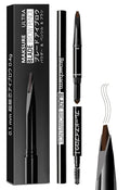 Browcharm Microblading Eyebrow Pencil,0.1mm Ultra-Fine Tip,3-in-1 Waterproof Eyebrow Pencil,with Eyebrow Powder&Eyebrow Brush,Hair-Like Strokes,Shapes,Fills Brow Makeup (05 Deep Brown)